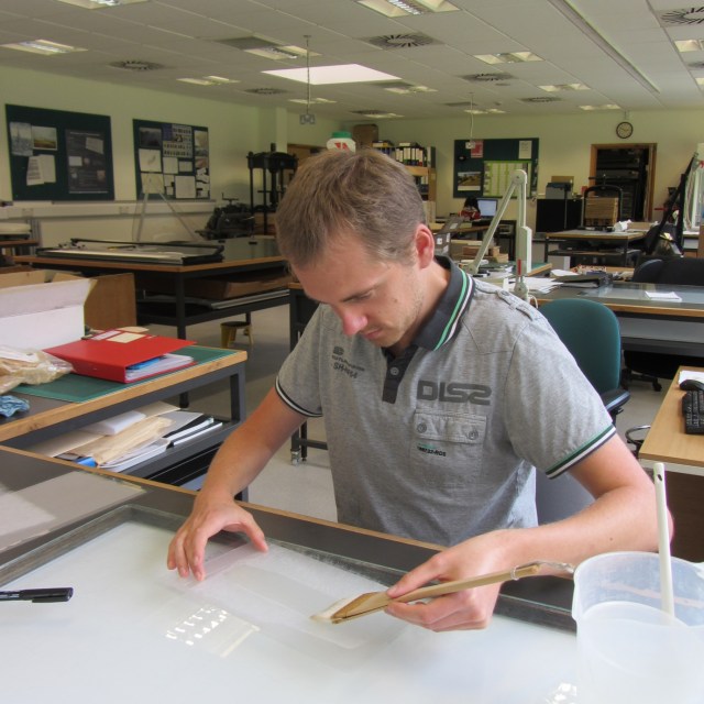 Edward working in the conservation studio