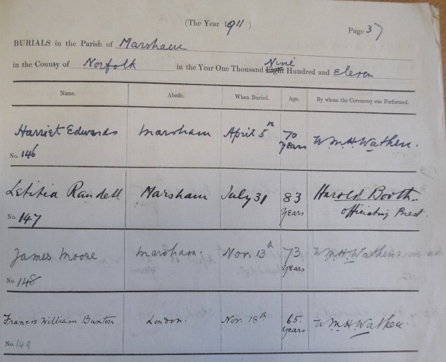 Letitia Randell burial