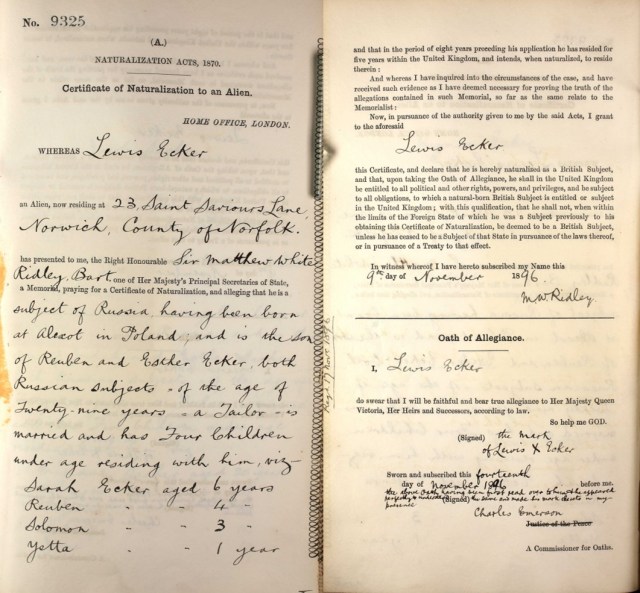 Naturalization papers for November 1896, The National Archives, HO 334/25