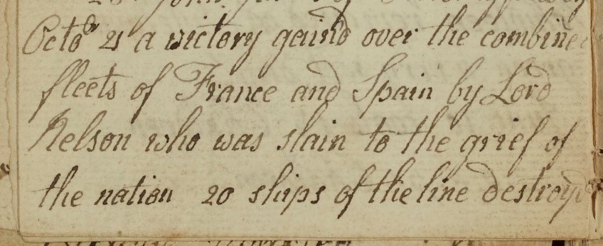Image showing diary entry dated 21 Oct 1805