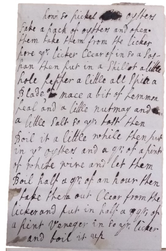 Image showing recipe for pickled oysters