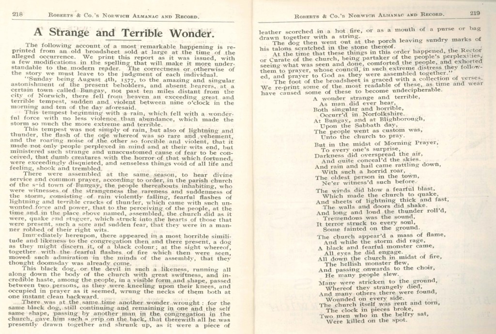 Photograph of 2 pages from Roberts & Co’s Norwich Almanac and Record (1933)